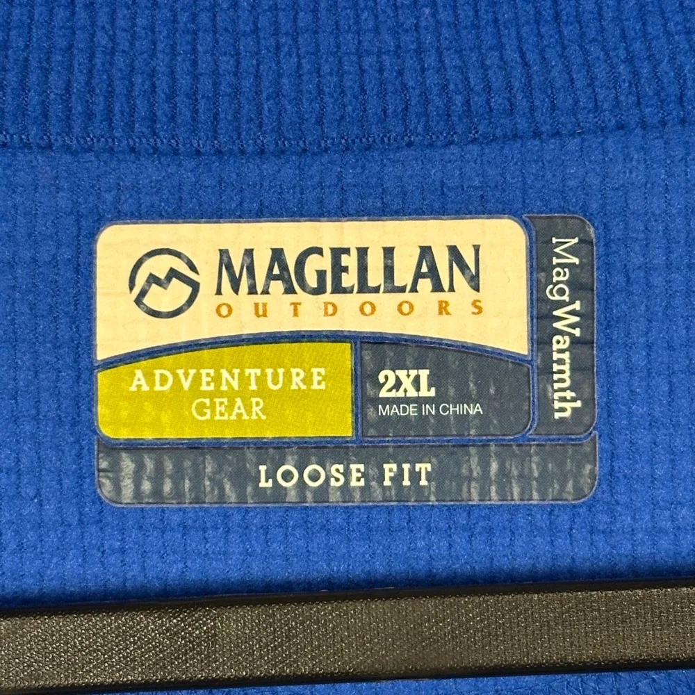 Magellan Outdoors 1/4 Zip Grid Fleece Pullover Mens 2XL Blue MagWarmth